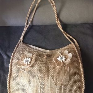 Straw Tote with Flower and Seashell Accents
